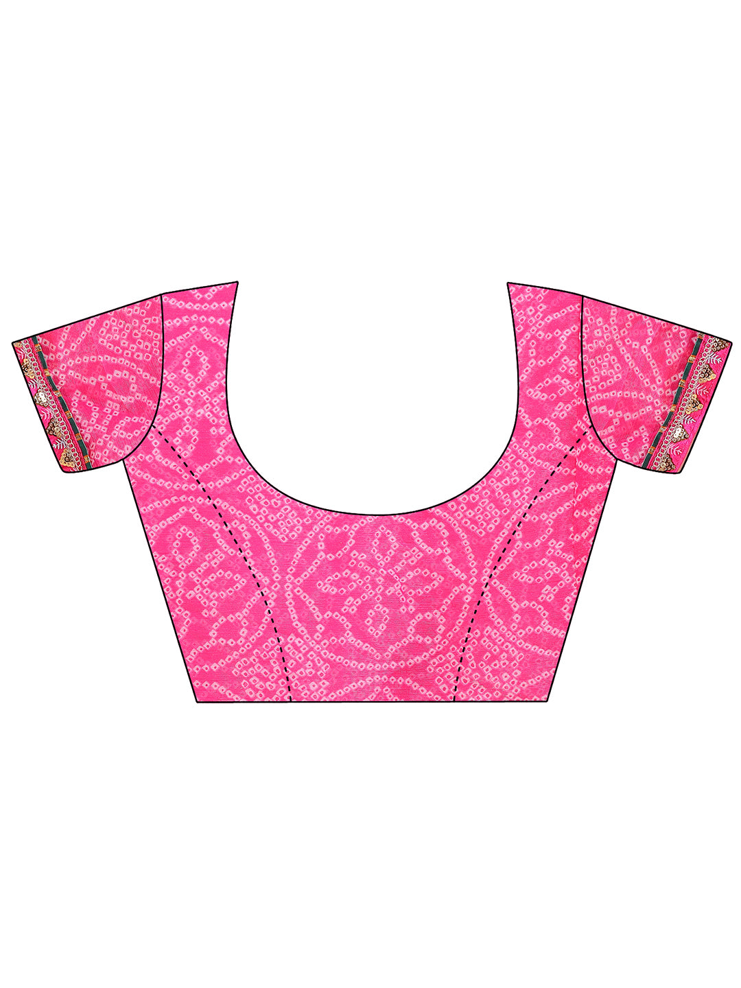 Women's Shimmer Bandhani Saree With Unstitched Blouse Piece