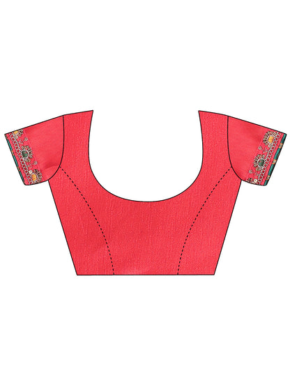 Women's Shimmer Bandhani Saree With Unstitched Blouse Piece