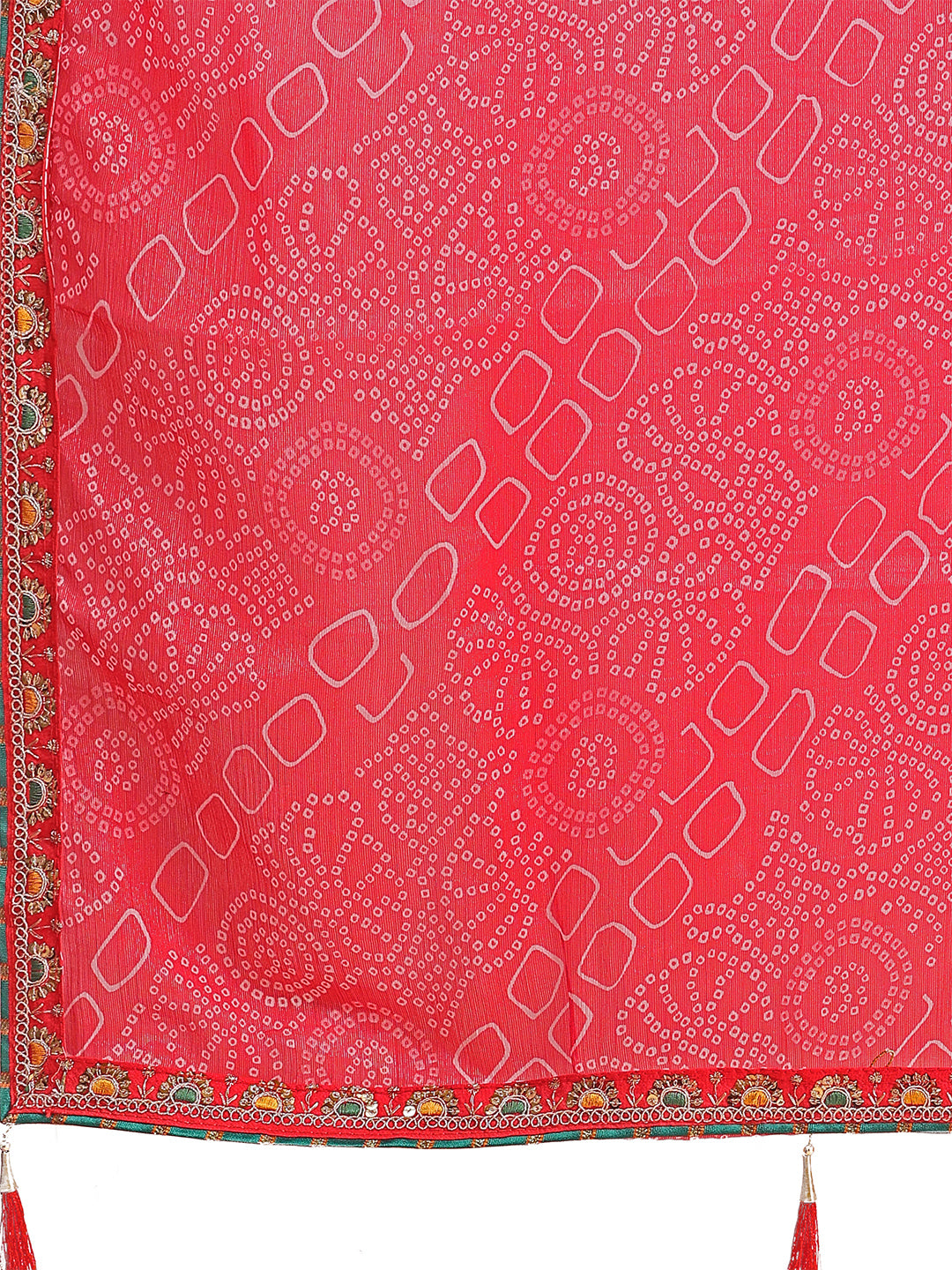 Women's Shimmer Bandhani Saree With Unstitched Blouse Piece