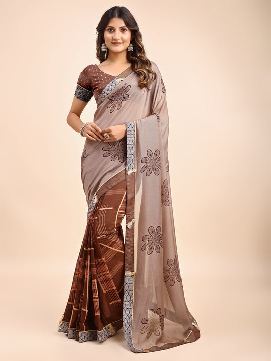 Women's Chiffon Daily Wear Saree With Unstitched Blouse Piece