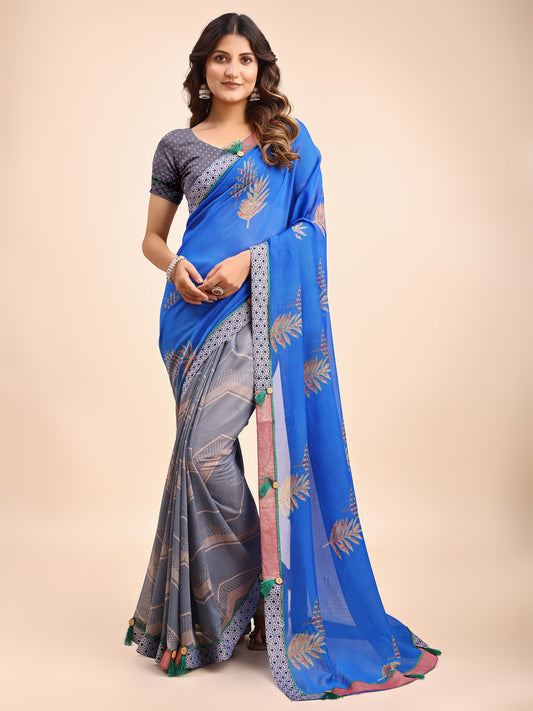 Women's Chiffon Daily Wear Saree With Unstitched Blouse Piece