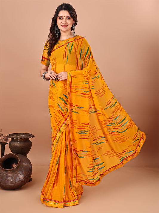 Women's Georgette Daily Wear Saree With Unstitched Blouse Piece