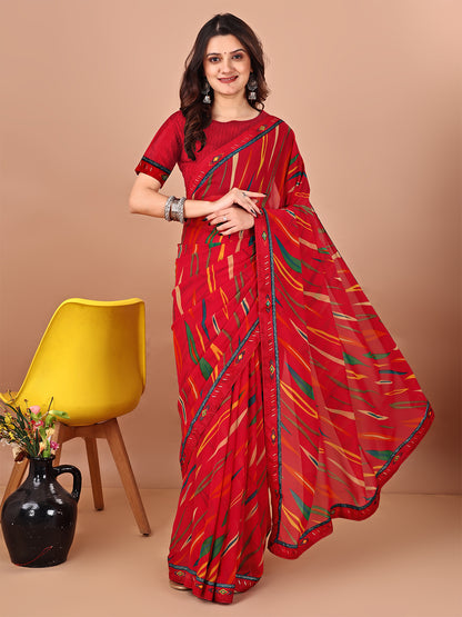 Women's Georgette Daily Wear Saree With Unstitched Blouse Piece