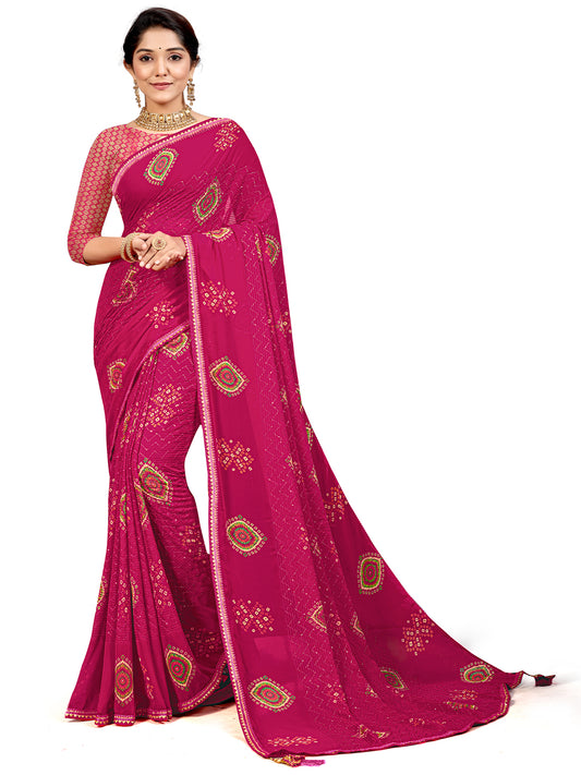 Women's Georgette Daily Wear Saree With Unstitched Blouse Piece
