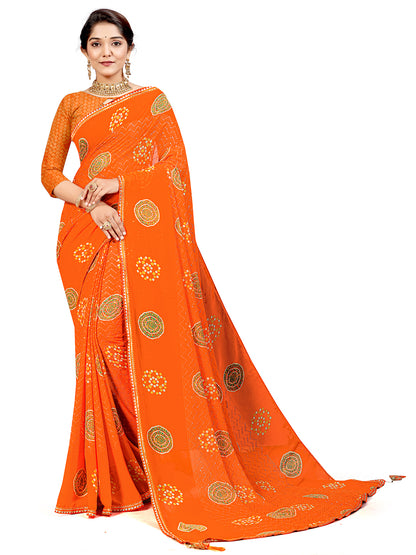 Women's Georgette Daily Wear Saree With Unstitched Blouse Piece