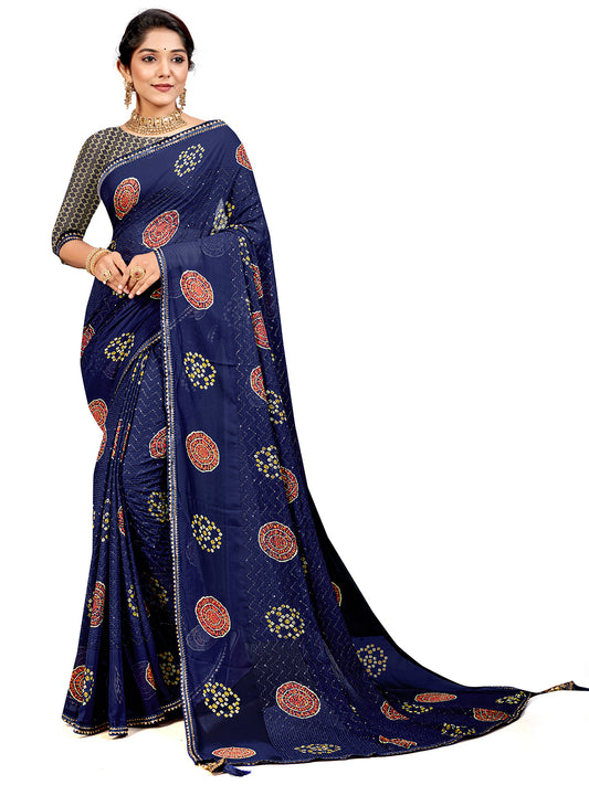 Women's Georgette Daily Wear Saree With Unstitched Blouse Piece