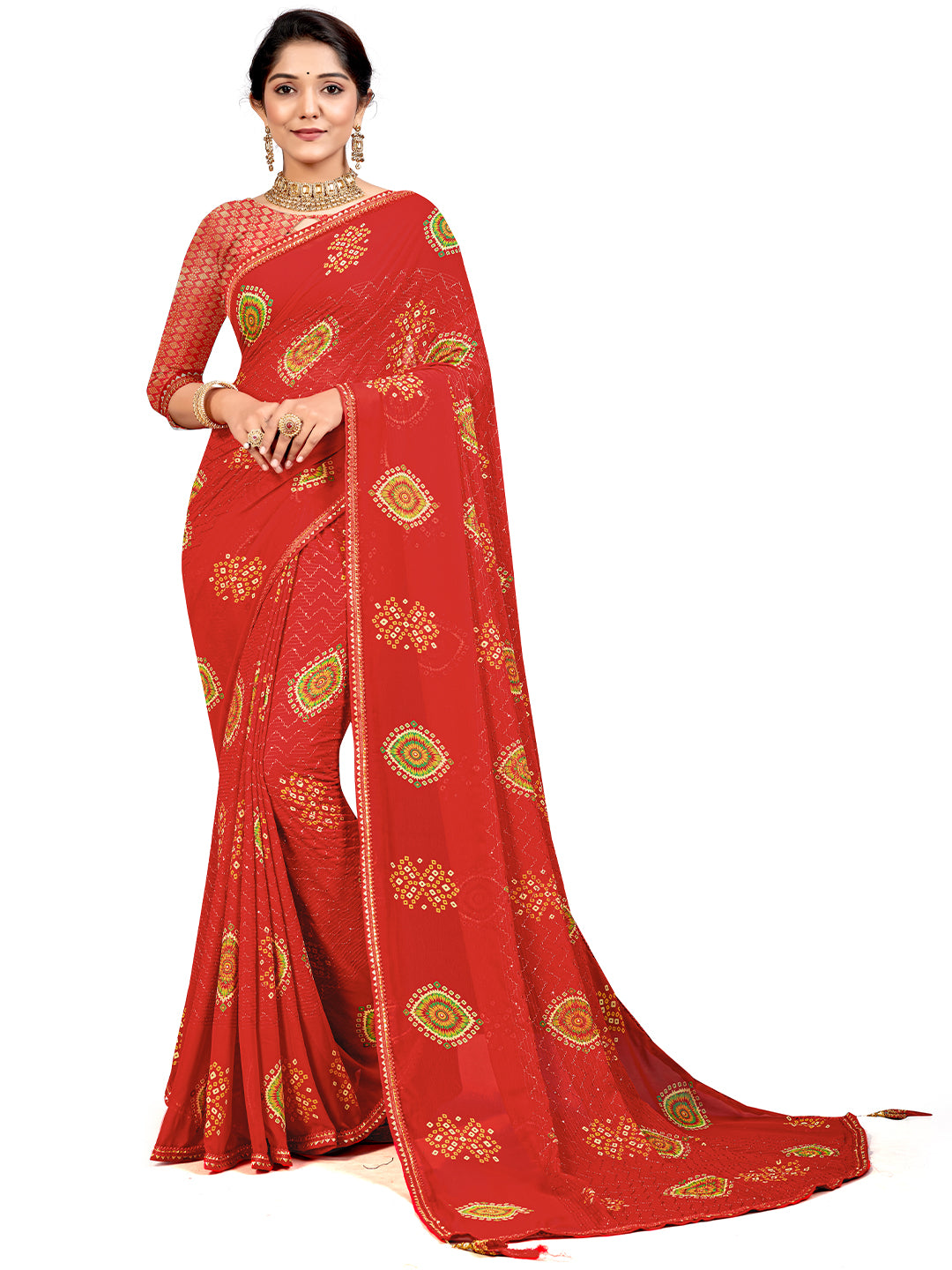 Women's Georgette Daily Wear Saree With Unstitched Blouse Piece