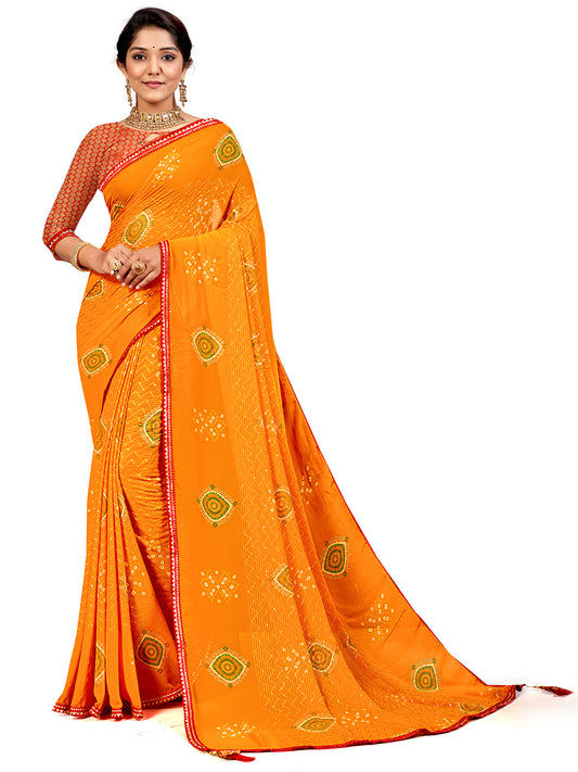Women's Georgette Daily Wear Saree With Unstitched Blouse Piece