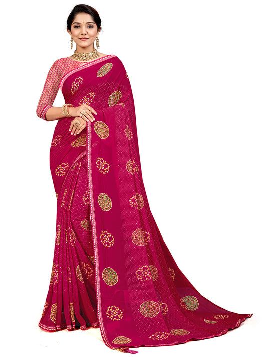 Women's Georgette Daily Wear Saree With Unstitched Blouse Piece