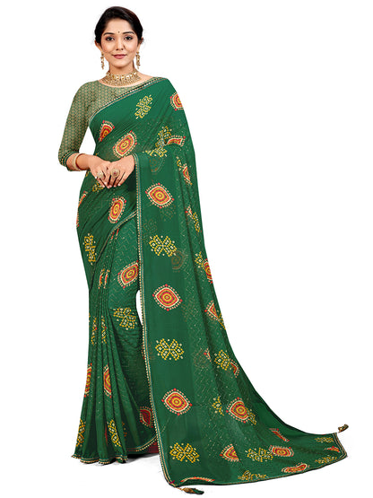 Women's Georgette Daily Wear Saree With Unstitched Blouse Piece