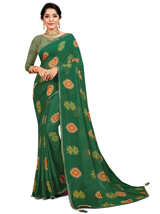 Women's Georgette Daily Wear Saree With Unstitched Blouse Piece