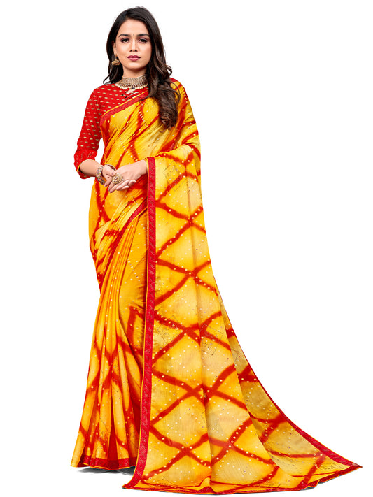Women's Chiffon Daily Wear Saree With Unstitched Blouse Piece