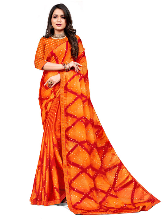 Women's Chiffon Daily Wear Saree With Unstitched Blouse Piece