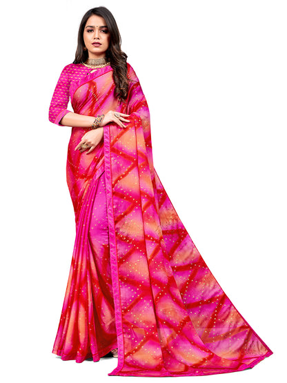 Women's Chiffon Daily Wear Saree With Unstitched Blouse Piece