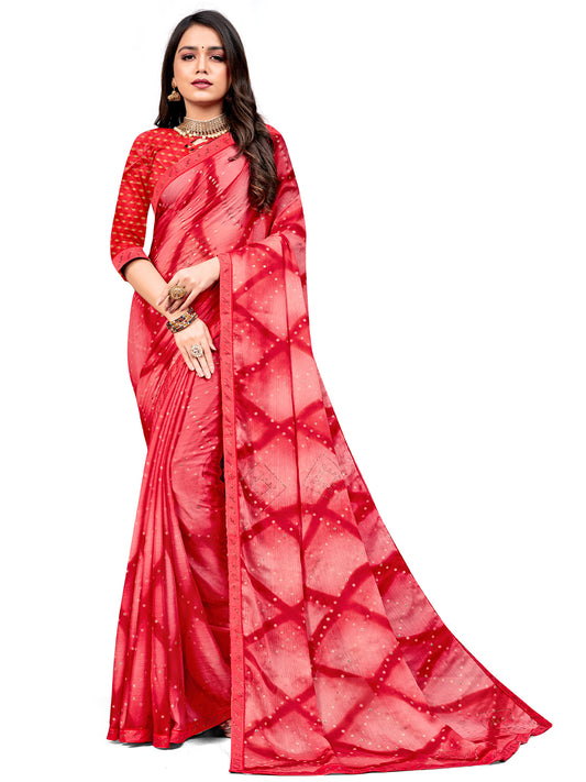 Women's Chiffon Daily Wear Saree With Unstitched Blouse Piece