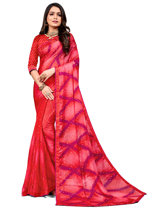 Women's Chiffon Daily Wear Saree With Unstitched Blouse Piece