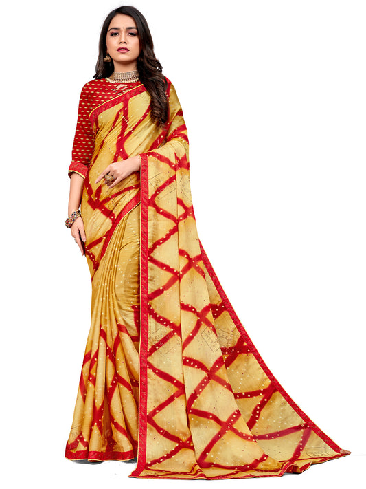 Women's Chiffon Daily Wear Saree With Unstitched Blouse Piece