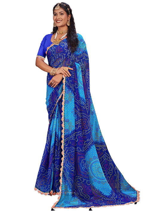 Women's Georgette Daily Wear Saree With Unstitched Blouse Piece