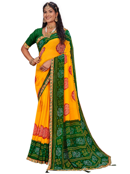 Women's Georgette Daily Wear Saree With Unstitched Blouse Piece