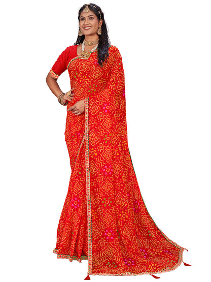 Women's Georgette Daily Wear Saree With Unstitched Blouse Piece