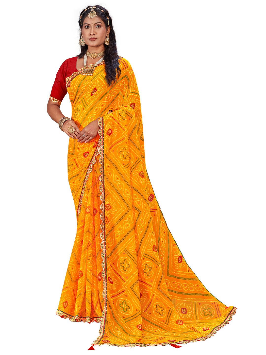 Women's Georgette Daily Wear Saree With Unstitched Blouse Piece
