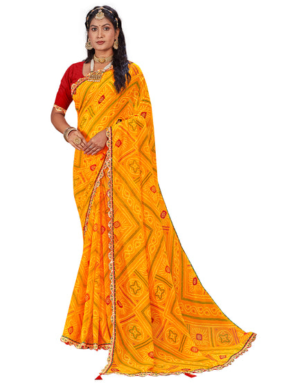 Women's Georgette Daily Wear Saree With Unstitched Blouse Piece