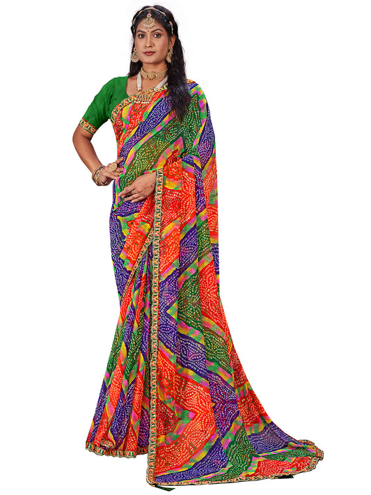 Women's Georgette Daily Wear Saree With Unstitched Blouse Piece