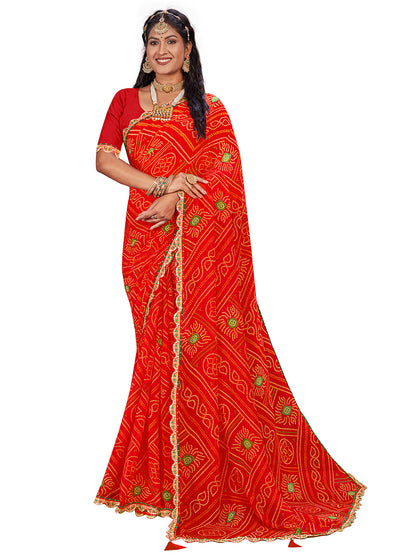 Women's Georgette Daily Wear Saree With Unstitched Blouse Piece