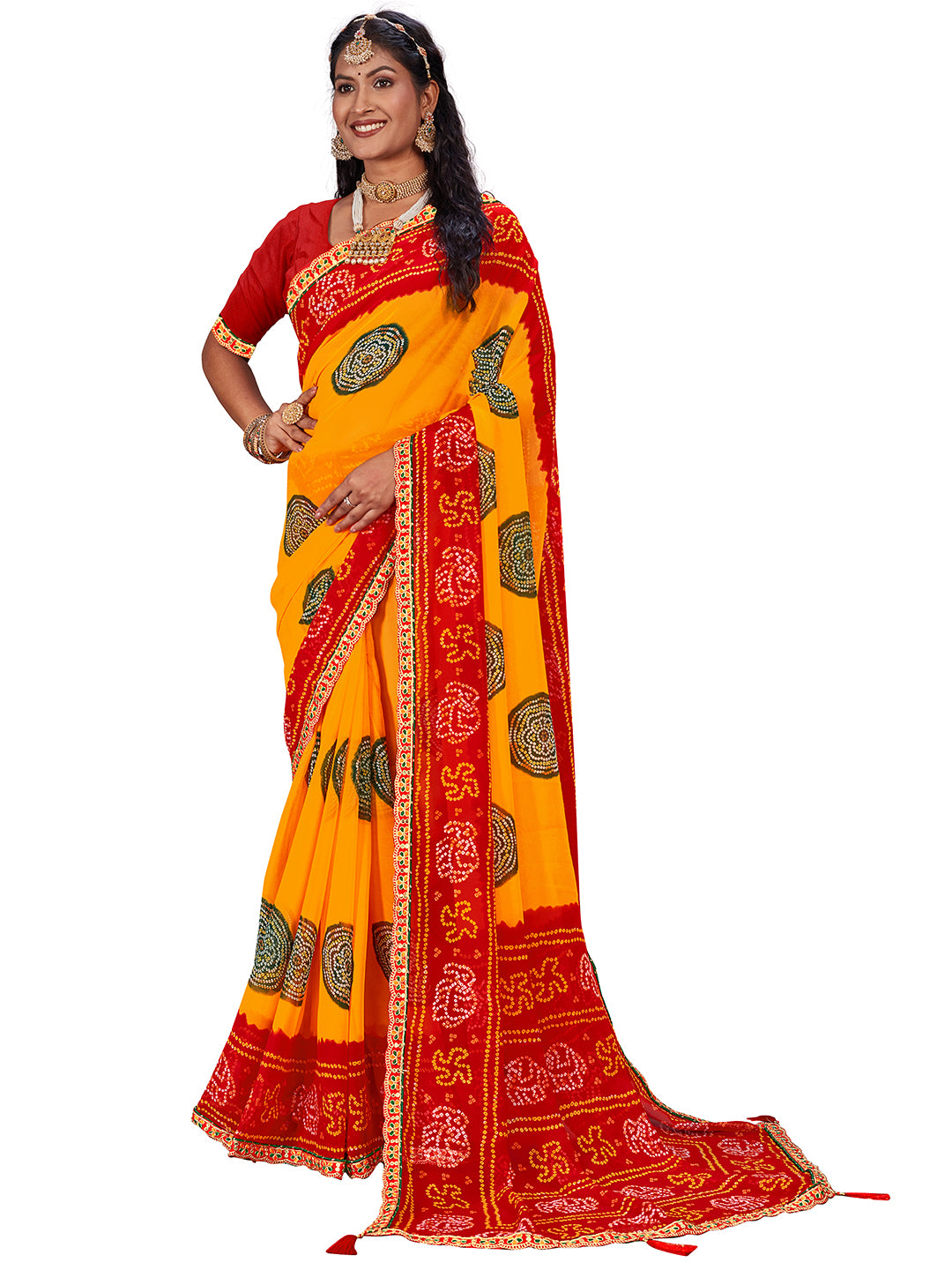 Women's Georgette Daily Wear Saree With Unstitched Blouse Piece