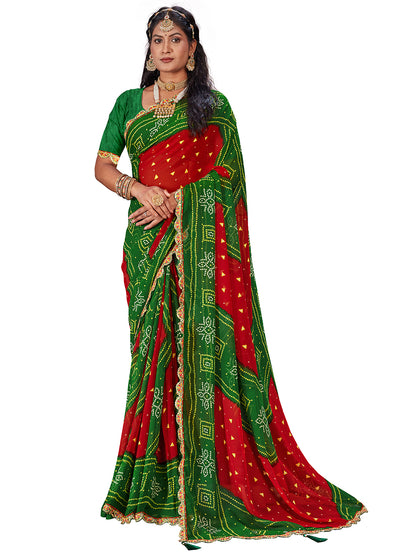 Women's Georgette Daily Wear Saree With Unstitched Blouse Piece
