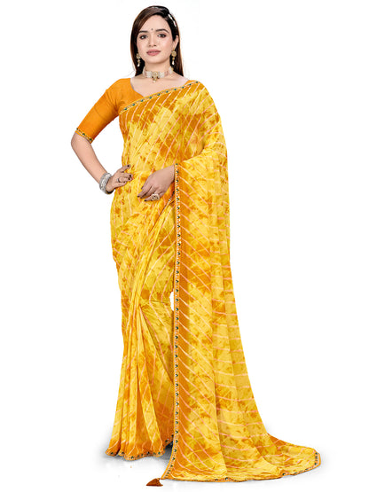 Women's Georgette Daily Wear Saree With Unstitched Blouse Piece