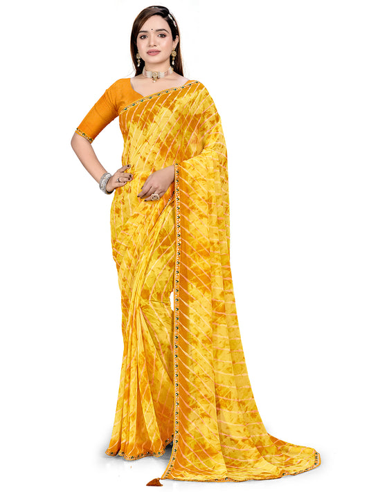 Women's Georgette Daily Wear Saree With Unstitched Blouse Piece