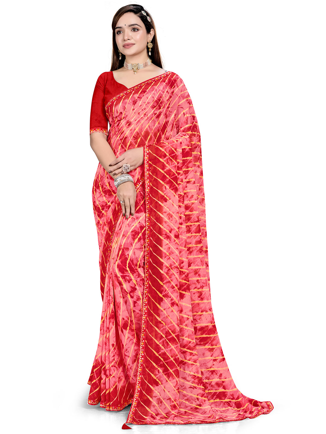 Women's Georgette Daily Wear Saree With Unstitched Blouse Piece