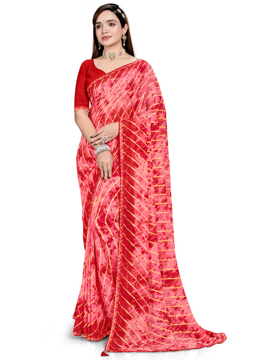 Women's Georgette Daily Wear Saree With Unstitched Blouse Piece
