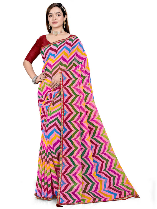 Women's Georgette Daily Wear Saree With Unstitched Blouse Piece