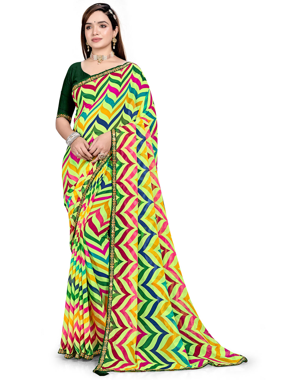 Women's Georgette Daily Wear Saree With Unstitched Blouse Piece