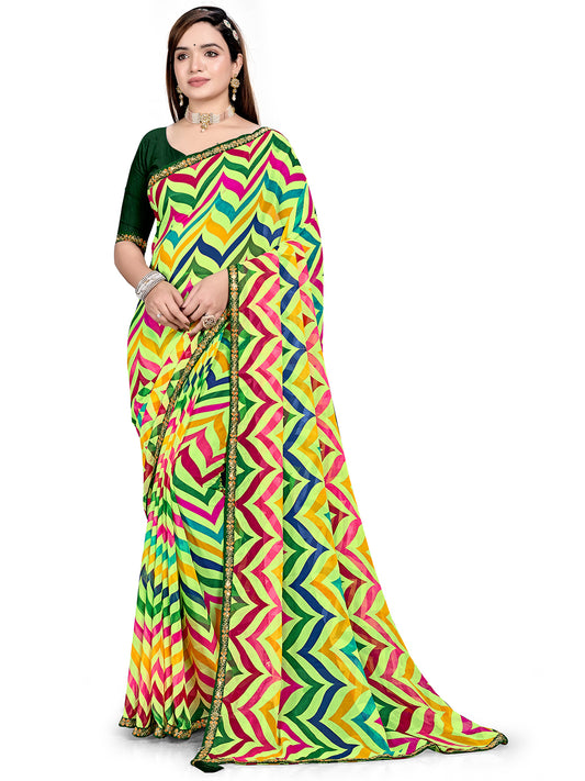 Women's Georgette Daily Wear Saree With Unstitched Blouse Piece