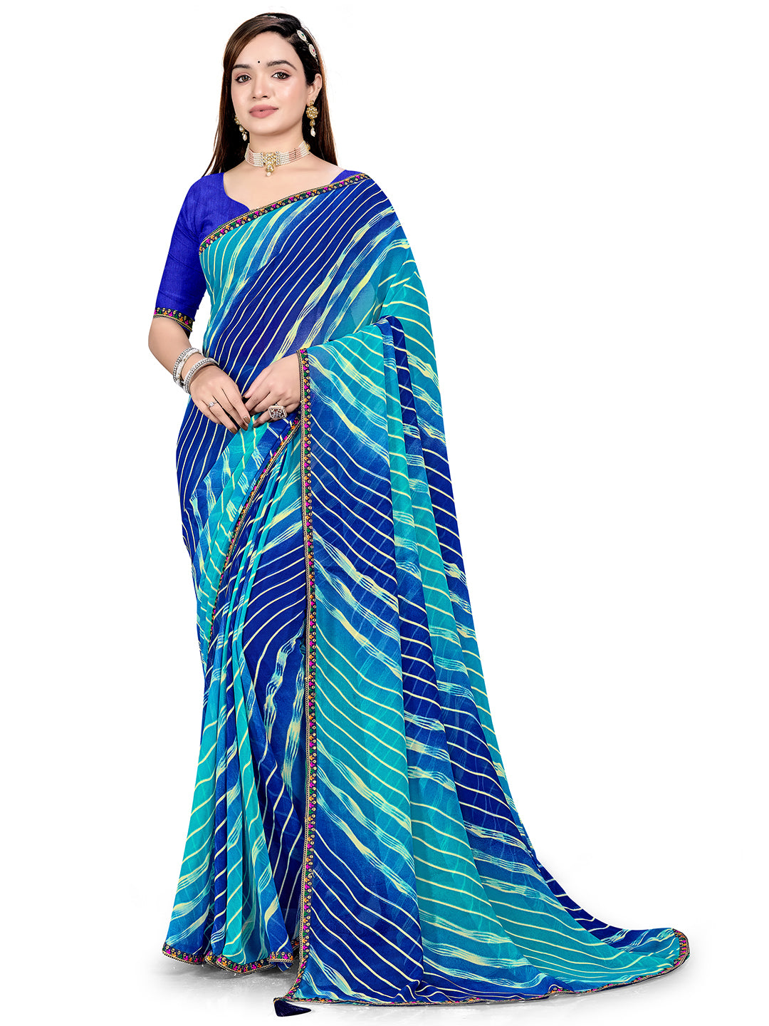 Women's Georgette Daily Wear Saree With Unstitched Blouse Piece