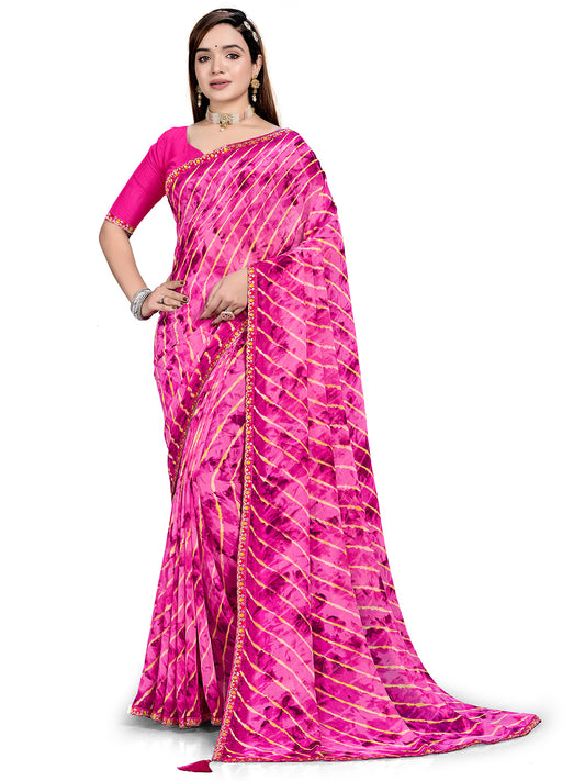 Women's Georgette Daily Wear Saree With Unstitched Blouse Piece