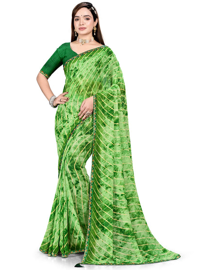 Women's Georgette Daily Wear Saree With Unstitched Blouse Piece
