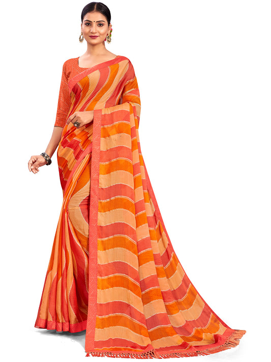 Women's Chiffon Daily Wear Saree With Unstitched Blouse Piece