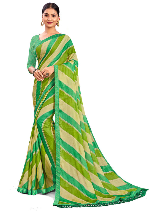 Women's Chiffon Daily Wear Saree With Unstitched Blouse Piece