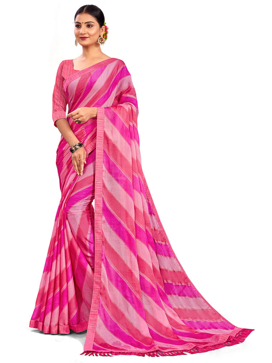 Women's Chiffon Daily Wear Saree With Unstitched Blouse Piece
