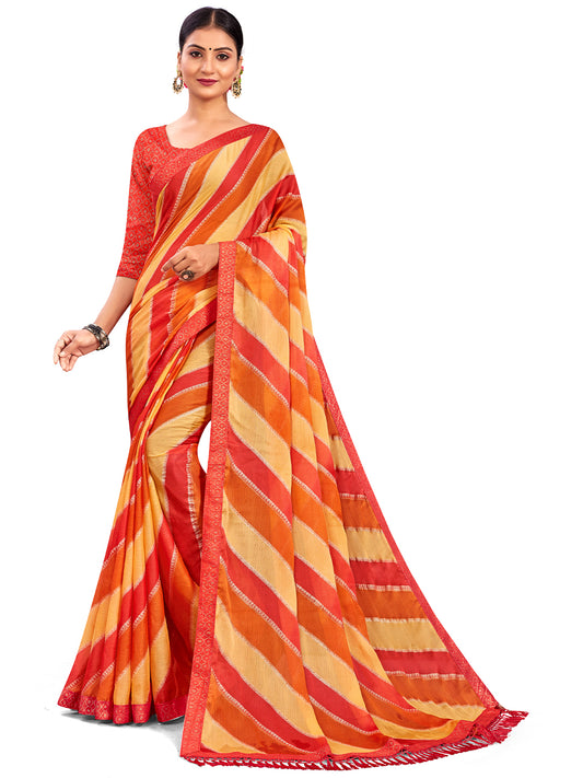 Women's Chiffon Daily Wear Saree With Unstitched Blouse Piece
