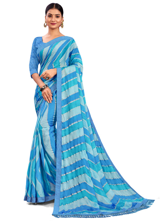 Women's Chiffon Daily Wear Saree With Unstitched Blouse Piece