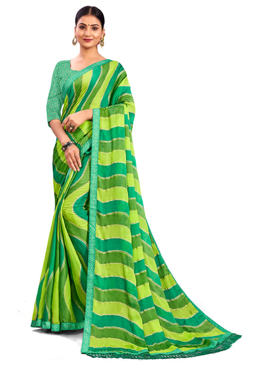 Women's Chiffon Daily Wear Saree With Unstitched Blouse Piece