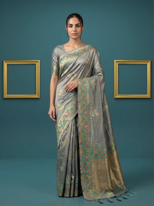 Women's Tissue Saree With Unstitched Blouse Piece