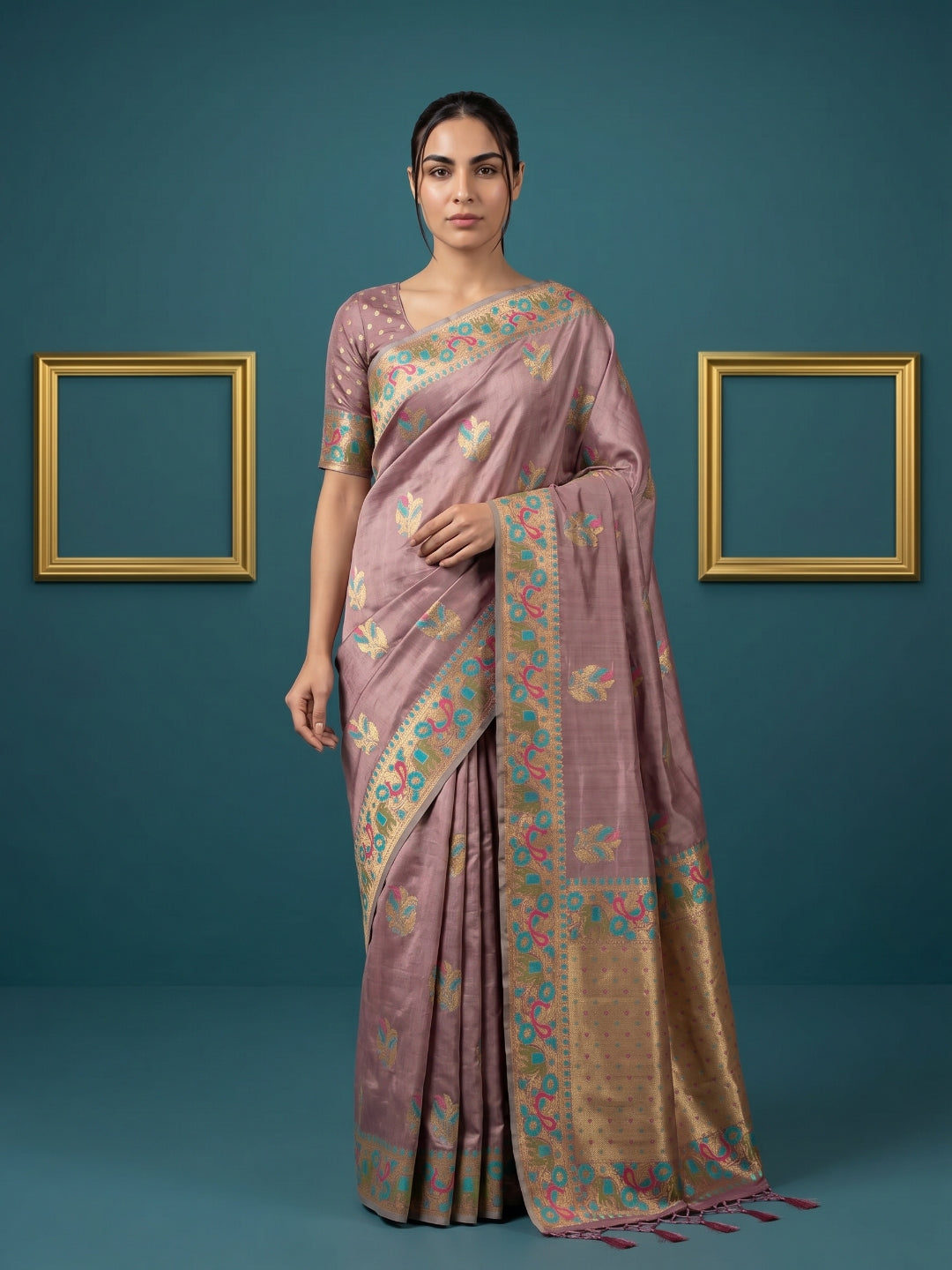 Women's Tissue Saree With Unstitched Blouse Piece