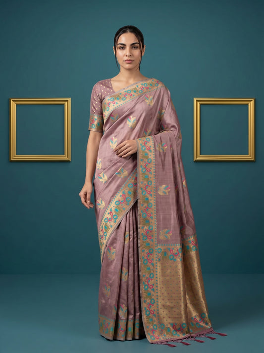 Women's Tissue Saree With Unstitched Blouse Piece