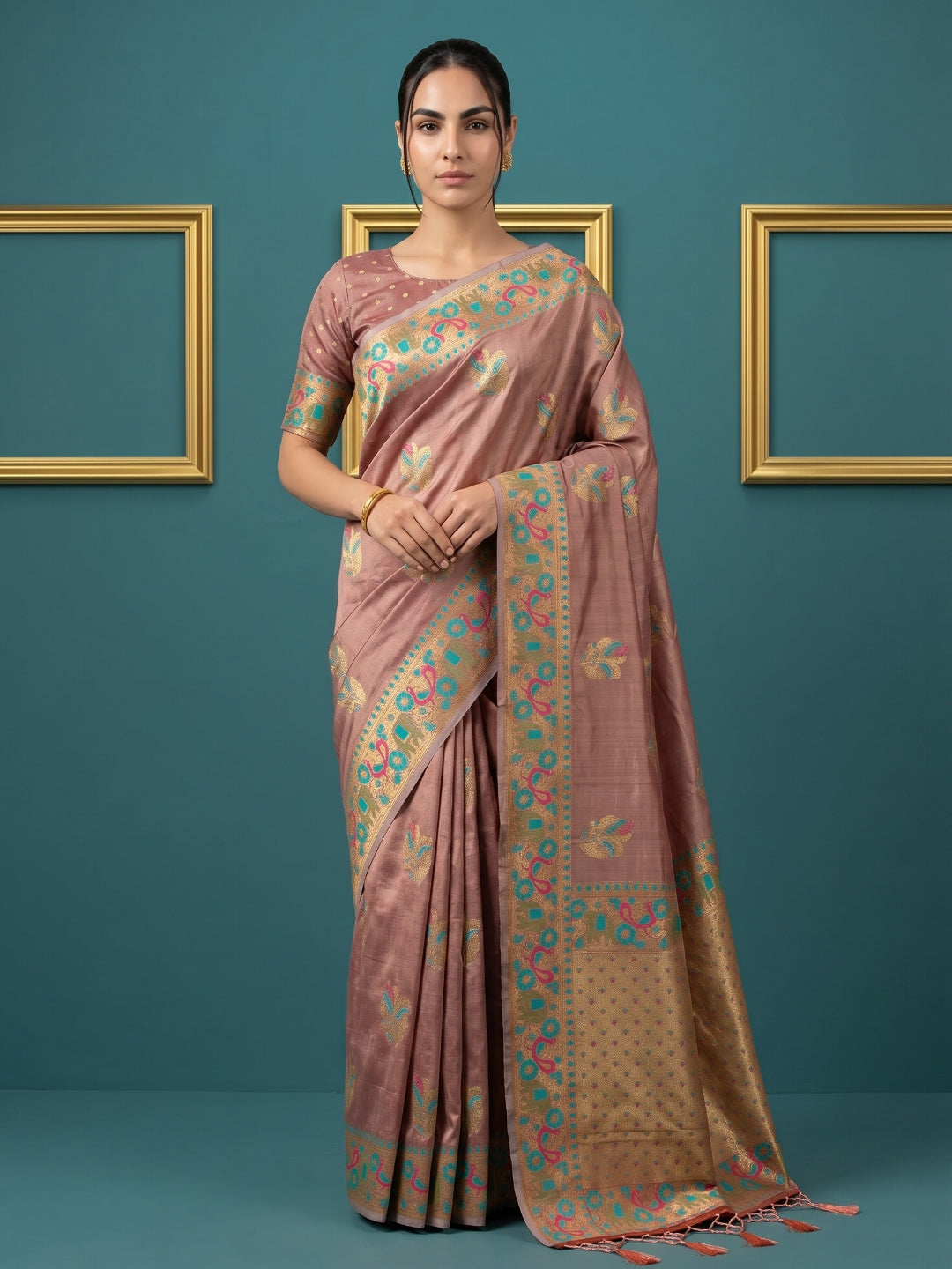 Women's Tissue Saree With Unstitched Blouse Piece